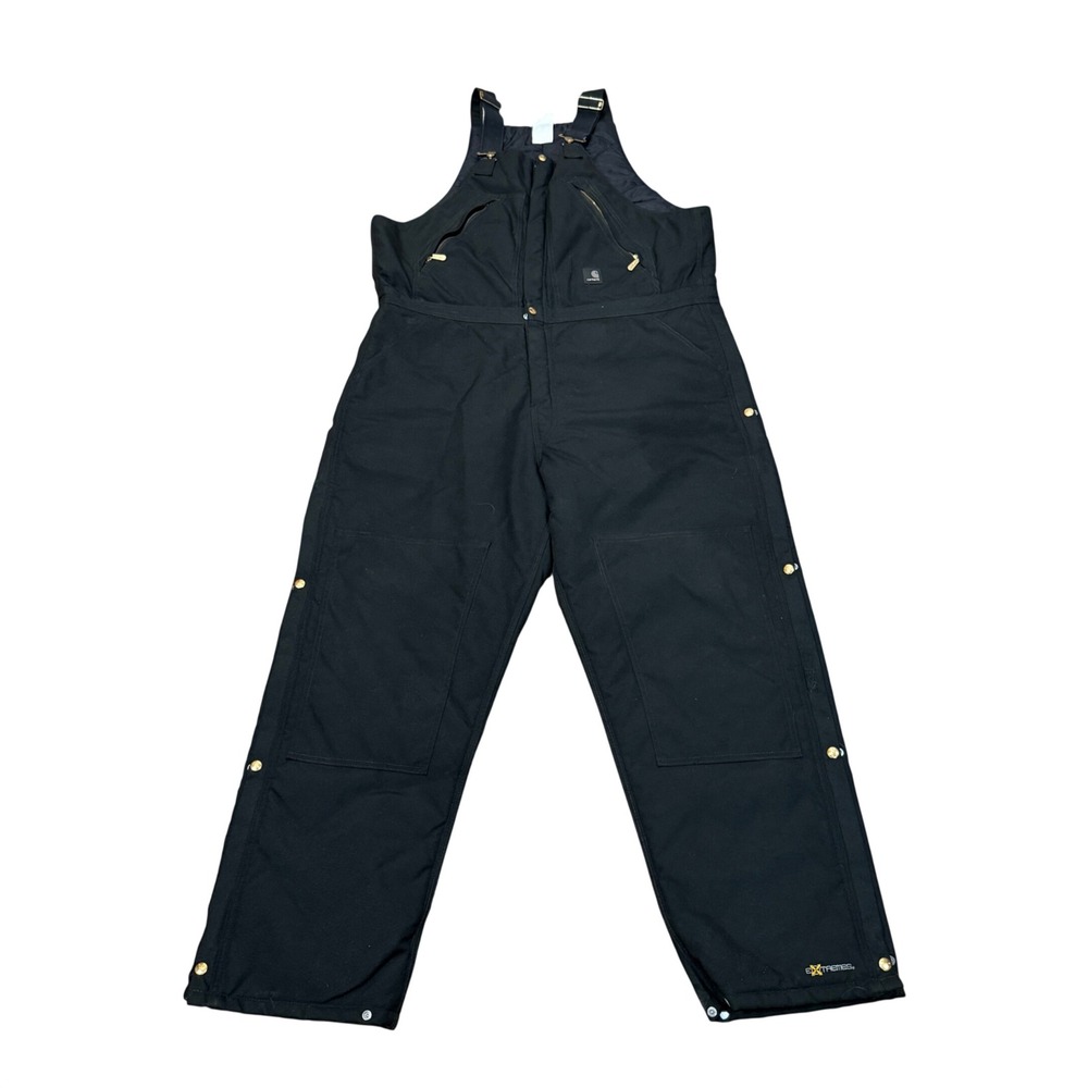 Carhartt Extremes Arctic R33 BLK Quilted Insulated Bib Overalls Mens 40x32 Black